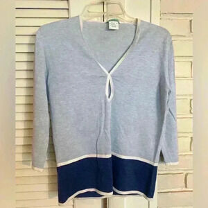 Matilde Italian Made Color-block Resort Wear 100% Cotton Sweater Size Large